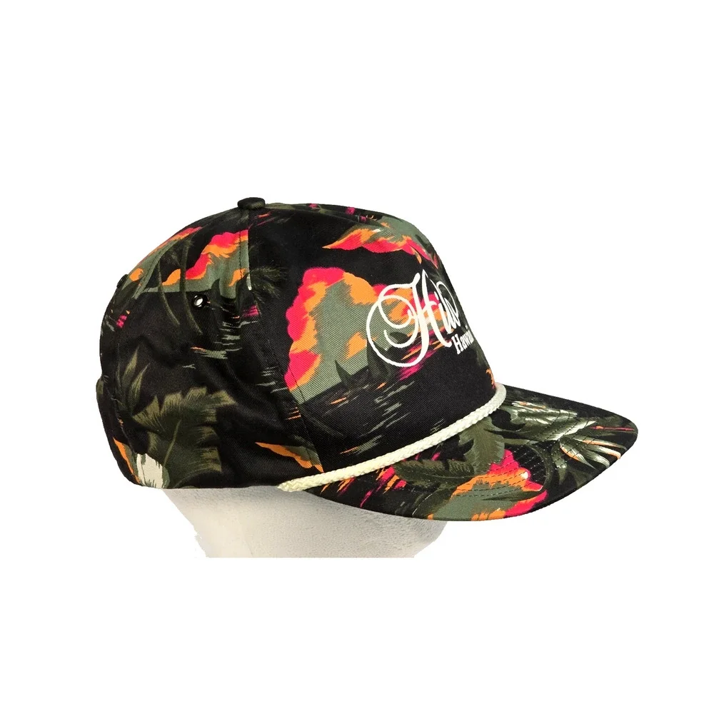 Vintage San Sun Hilo Hawaii Hat Cap Snapback Floral Print Tropical